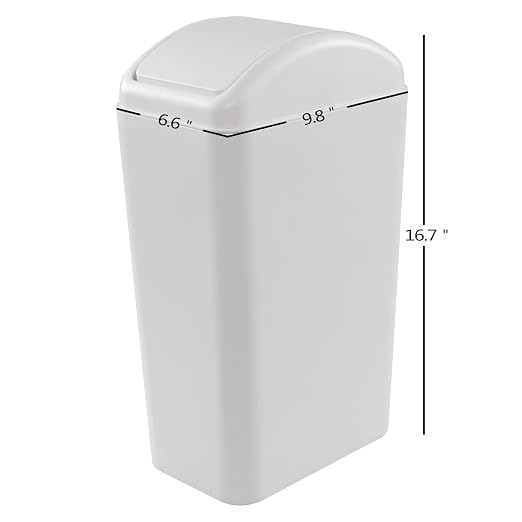 3.5 Gallons/14 Liter Small Trash Can, Plastic Swing Lid Garbage Bin，9.8" x 6.6" - Image 2