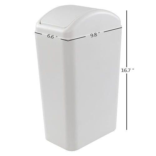 3.5 Gallons/14 Liter Small Trash Can, Plastic Swing Lid Garbage Bin，9.8" x 6.6" - Image 2