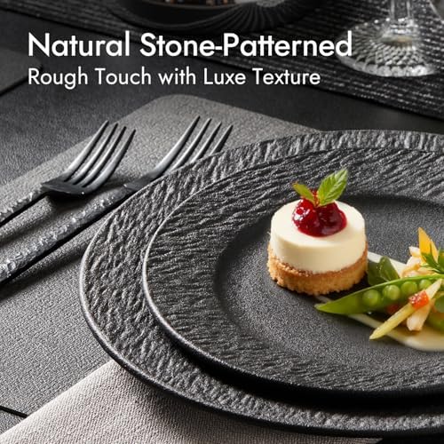 12-Piece Black Dinnerware Sets with 20-Piece Flatware