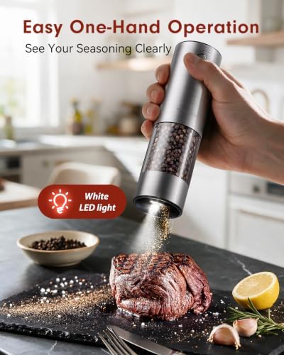 TOMEEM Rechargeable Electric Salt and Pepper Grinder Set