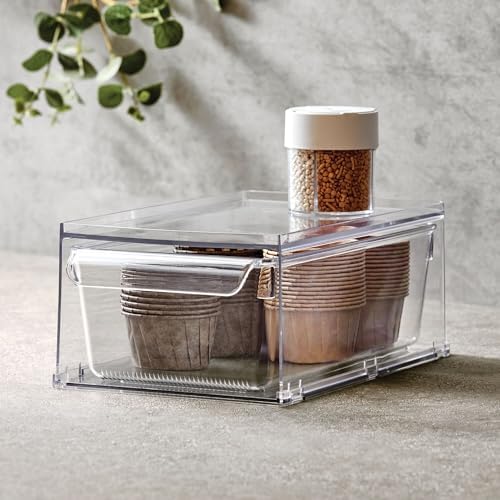 iDesign Stackable Kitchen Storage Drawer, Set of 4, Clear