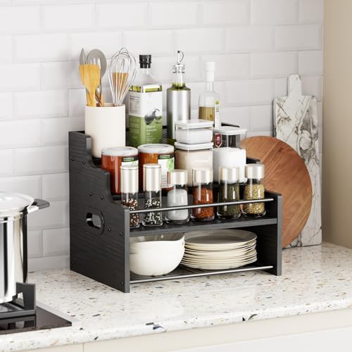 KLM 4-Tier Liquor Bottle Display Shelf, Black