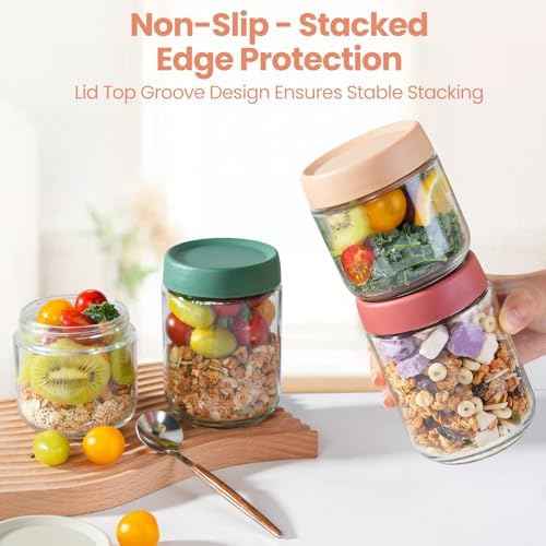 12Pack Overnight Oats Containers, 16oz, 8oz & 4oz