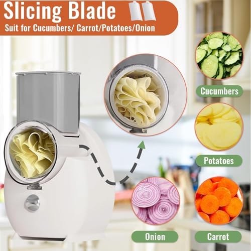 Electric Cheese Grater, 3 Changeable Blades, White