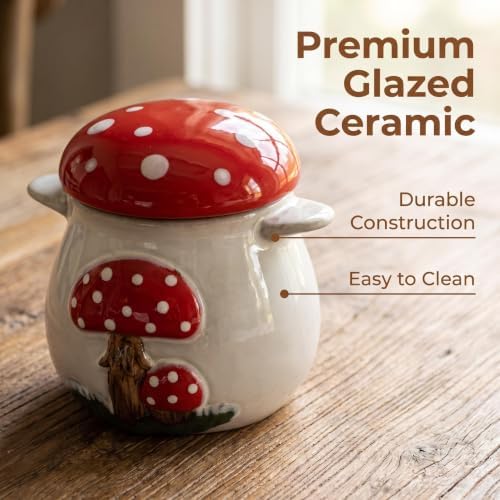 Ceramic Garlic Keeper with Lid Garlic Storage Ventilated Mushroom