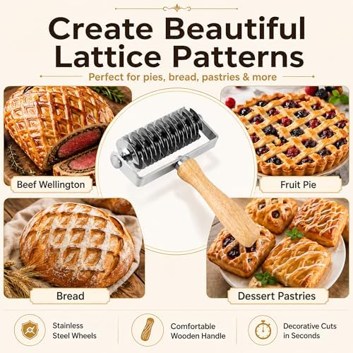 Pastry Lattice Roller Cutter, Stainless Steel Multi-Wheel Dough Cutter