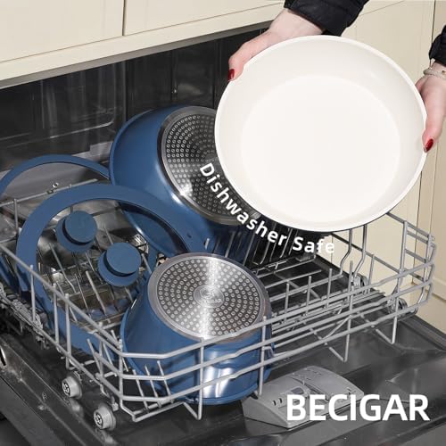 BECIGAR 23pcs Ceramic Pots and Pans Set, Nonstick Detachable Handle