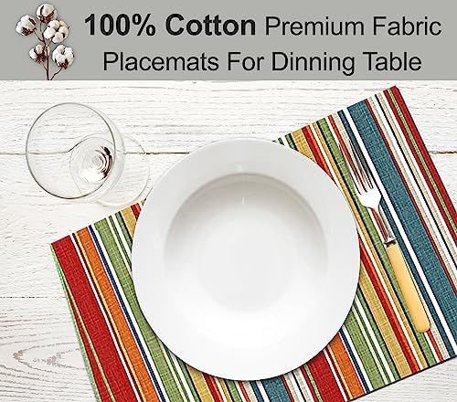 Ruvanti Placemats Set of 6, 100% Cotton Place Mats of 13"x19", Multi
