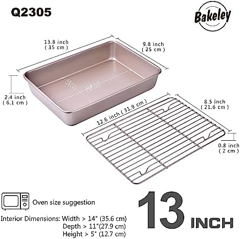 13 Inch Baking Pan With Rack Carbon Steel Nonstick Tray for Oven