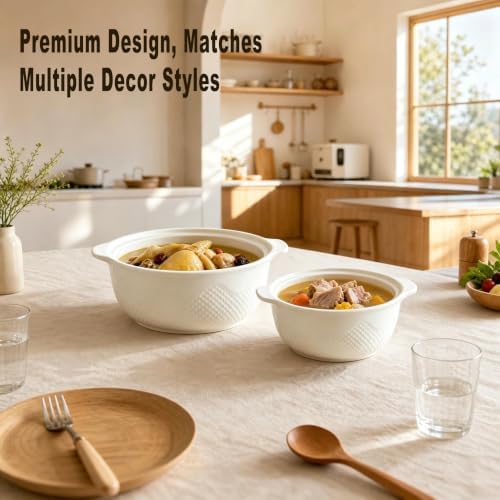3-Pack Ceramic Casserole Dishes with Glass Lids, 1.8/2.5/3.8 Quart