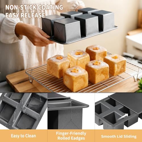 6-Cavity Mini Pullman Loaf Pan with Lid, Mini Loaf Pan