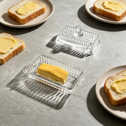 Crystal Butter Dish with Lid – Elegant Heavy Duty Covered Butter