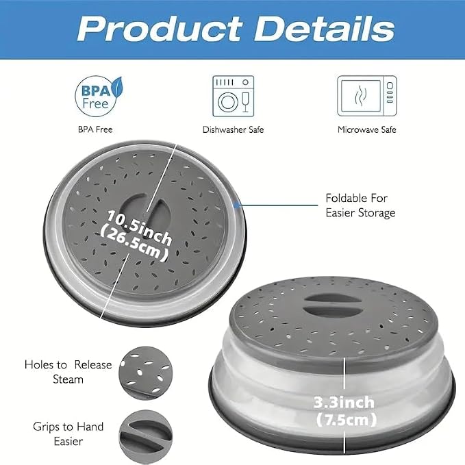 Dependable Industries' 2-in-1 Collapsible Microwave Splatter Guard Cover & - Image 5