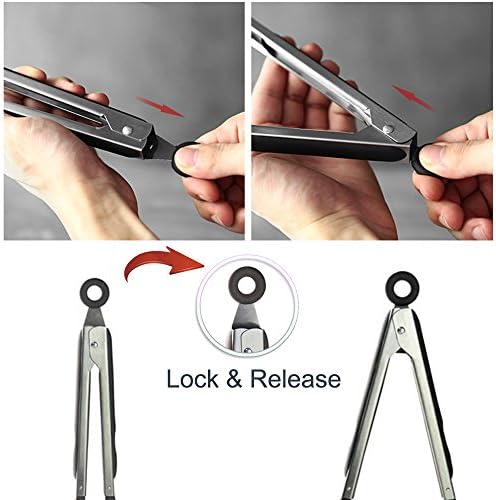 Kitchen Tongs and Spatula, 9" and 12", Silicone Tips