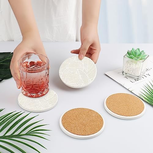 Ceramic Absorbent Table Coasters Set of 2 - Heat-Resistant Desk Cup