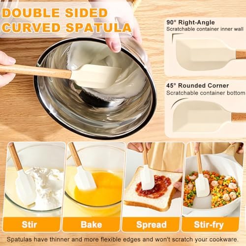 Silicone Spatula Set - 7 Piece Food Grade Rubber Spatula, Heat