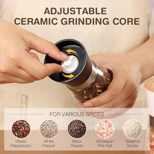 VUCCHINI Manual Salt and Pepper Grinder Set with Lid