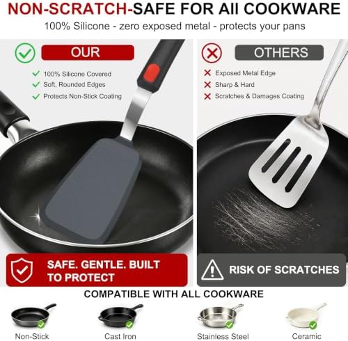Beijiyi Silicone Spatula Turner and Tongs Set, 4-Piece
