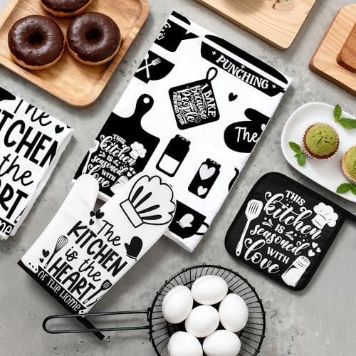 8 Pcs Farmhouse Kitchen Decor Accessories Set 4 Black White Kitchen
