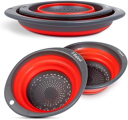 Collapsible Strainers for Kitchen, Red, Set of 2