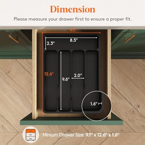 Lifewit Silverware Drawer Organizer Tray, Cutlery Storage for Kitchen