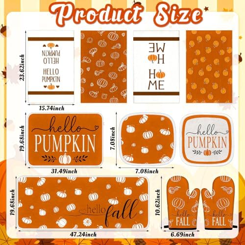 Tieshankao 10PCS Fall Pumpkin Kitchen Decor Set for Home, Baking Gifts