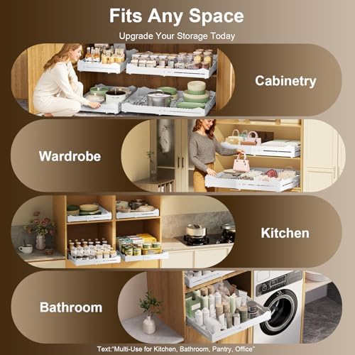 Pull Out Drawers for Cabinets, Expandable Pull Out Cabinet Organizer