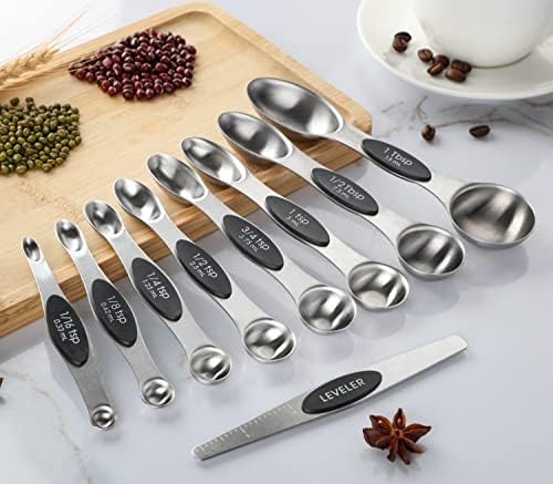 Magnetic Measuring Spoon Set 9 Dual Sided Stainless Steel Measuring
