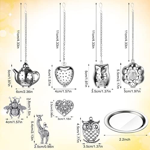 Cunhill 4 Sets Loose Tea Infusers, Stainless Steel Tea Steepers, Funny