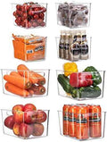 Set Of 8 Clear Pantry Organizer Bins Refrigerator Organizer Bins ,Plastic Stackable Fridge Organizer Clear Storage Bins For Organizing Kitchen,Cabinet And Countertops,BPA Free(4 Small & 4 Large)