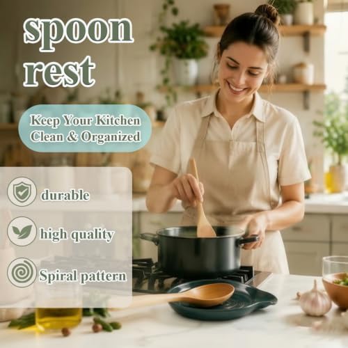 Kyraton Spoon Rest for Stove Top Set of 2, Plastic Heat-Resistant