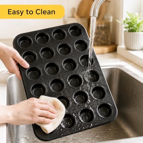 2 Pack 24-Cup Mini Muffin Pan, Nonstick Carbon Steel Mini Cupcake