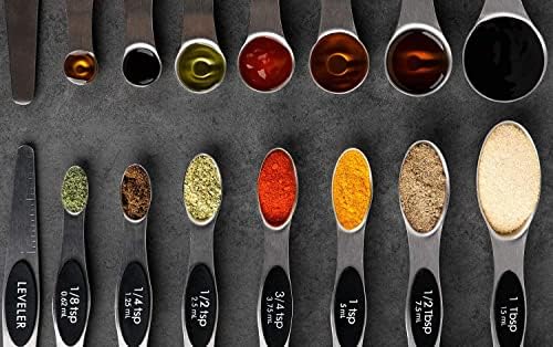 Magnetic Measuring Spoons Set of 7 Stainless Steel Dual Sided