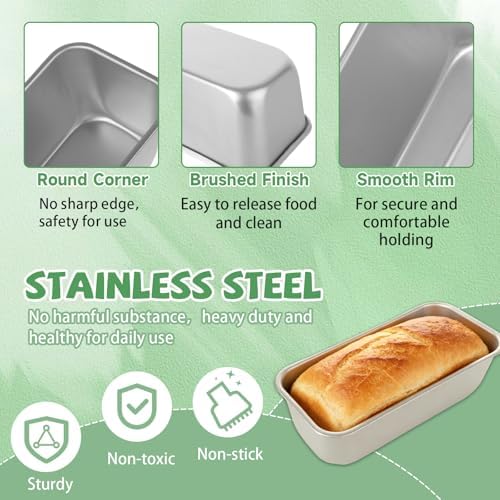 QTLCOHD 4 Pack Loaf Pans for Baking Bread, 7 x 3 Inch