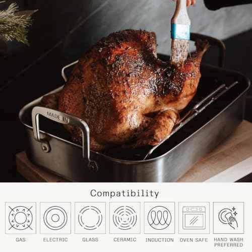 Made In Cookware - Stainless Clad Roasting Pan - 3-Ply Stainless Clad - Professional Cookware - Crafted in Thailand