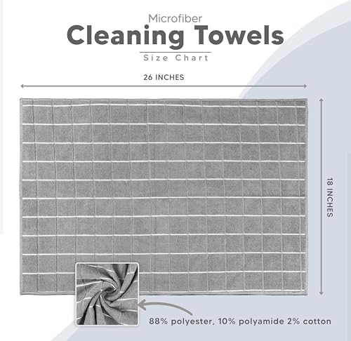 Utopia Towels Microfiber Kitchen Towels 8 Pack 18x26 Inch Grey