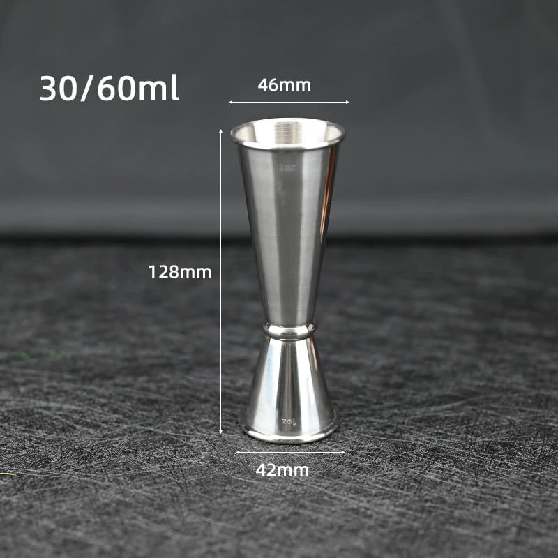 2-Piece Dual-Sided Bartending Jigger Set - 1oz & 2oz Measured