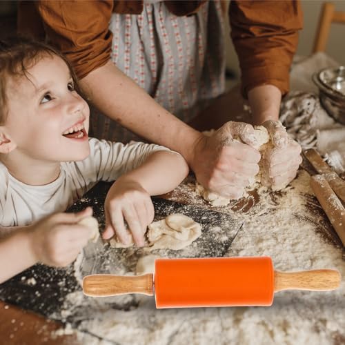 Mini Silicone Baking Rolling Pin 4pcs with Wood Handle