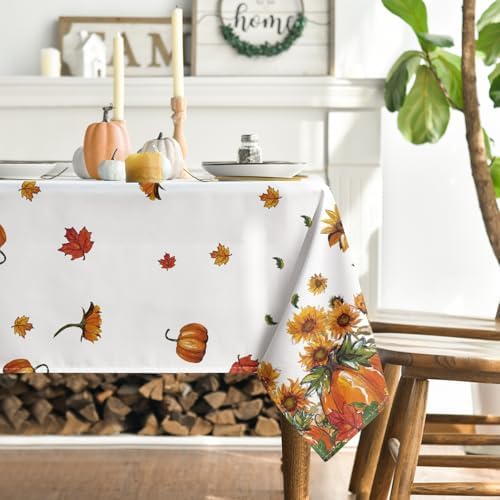 Horaldaily Fall Tablecloth 52 x 70 Inch Rectangular Scarecrow Pumpkin