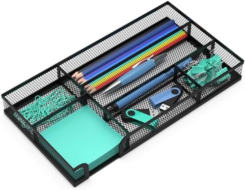 Desk Drawer Organizer, Small Metal Mesh Drawer Organizer Tray, Office