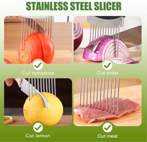 Onion Slicing Holder Multi Purpose Ergonomic Stainless Steel Assistant