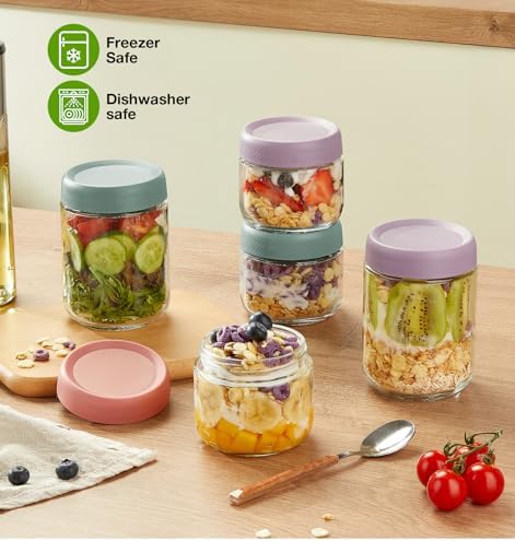 9 Pack Overnight Oats Containers with Lids, Large & Small Glass Mason