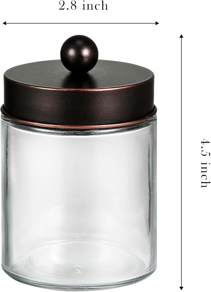 SheeChung 2-Pack Qtip Holder Dispenser-Glass Apothecary Jars - Image 6