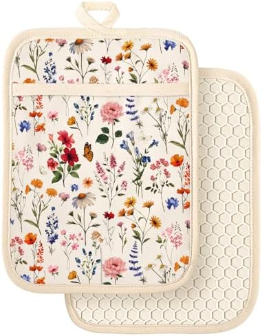 Slohif Cotton Pot Holders, Vintage Floral