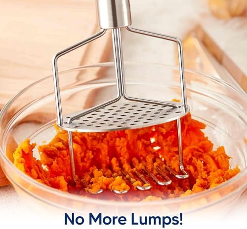 HIC Kitchen Dual-Action Potato Masher And Ricer, 18/8 Stainless Steel