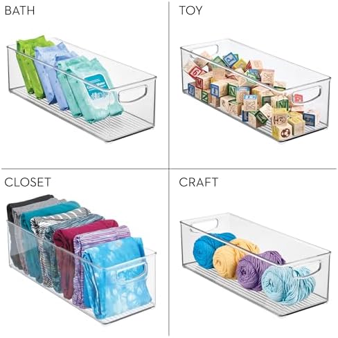 iDesign Plastic Stackable Pantry Bin with Handles, Clear