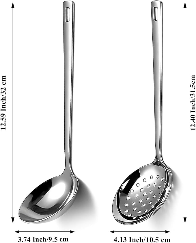 Berglander Slotted Spoons and Kitchen Ladle Spoon Set 2 Pcs, Stainless Steel - Image 2