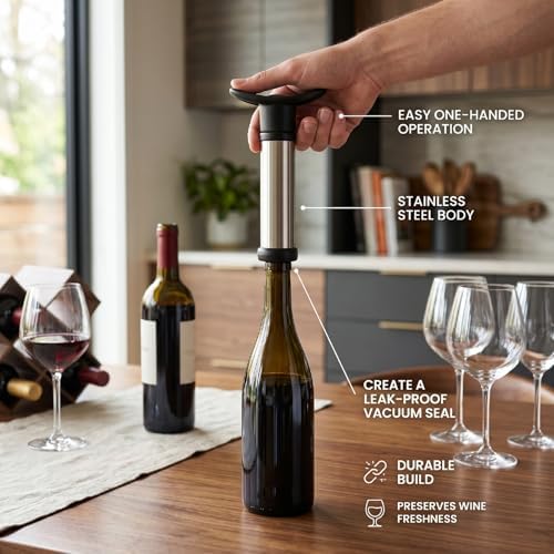 Vacuum Pump Wine Stopper Set Food Grade Silicone Seal Reusable