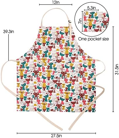 Cute Apron with 2 Pockets for Women, Kitchen Cooking Baking Aprons