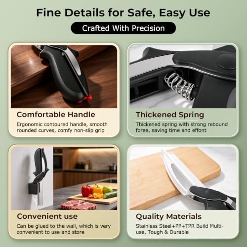 Ozwixhvt Kitchen Scissors with Cutting Board, Safety Lock, 2-in-1